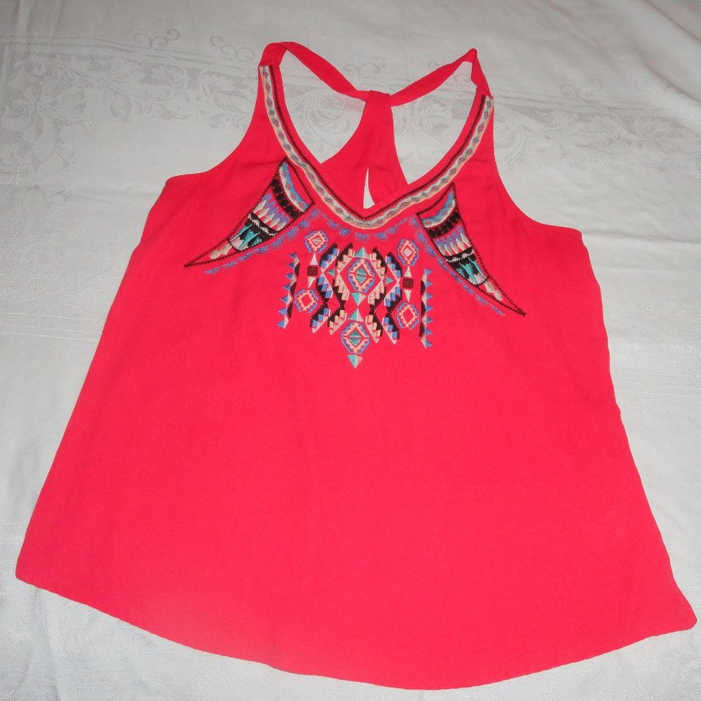 Embroidered Top Aztec Design Tank XL